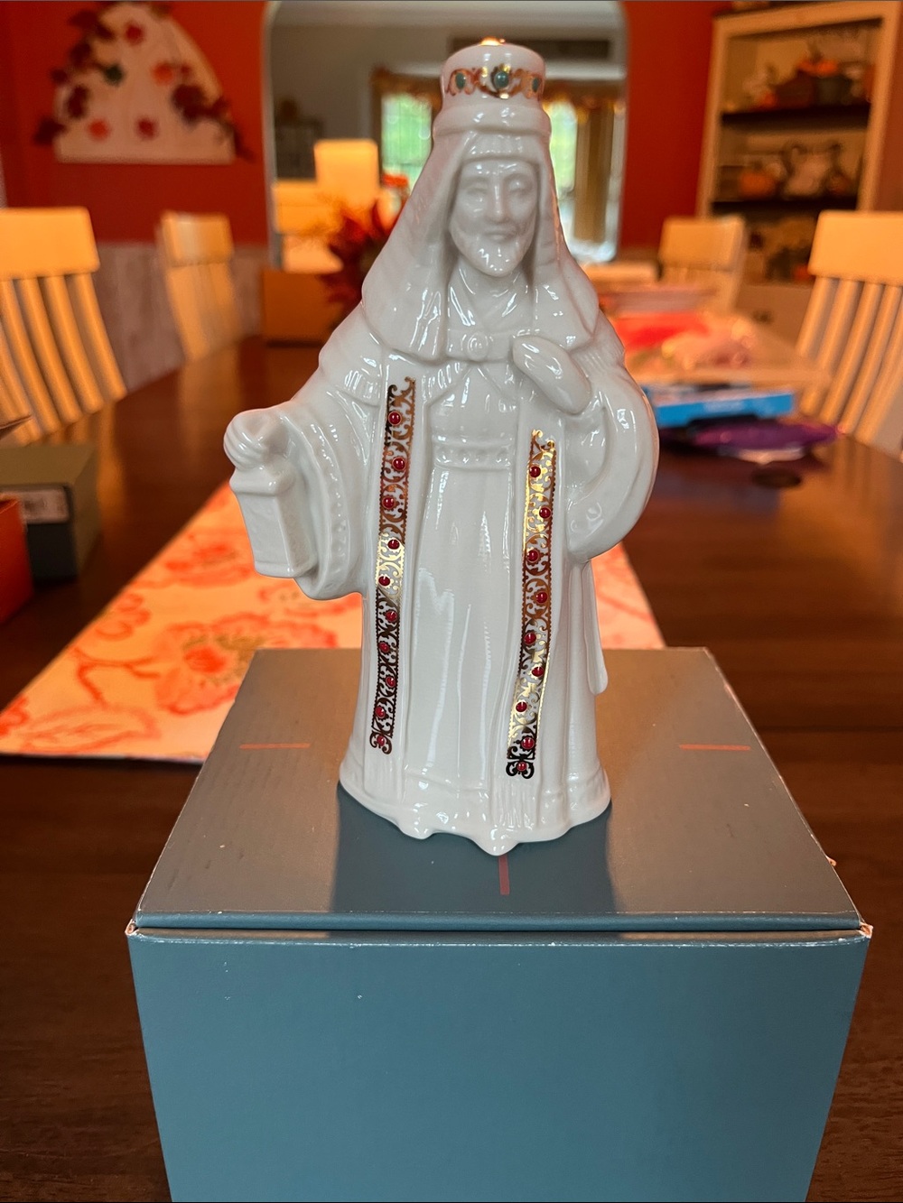 Lenox White Porcelain Figurine with Gold and Red Accents